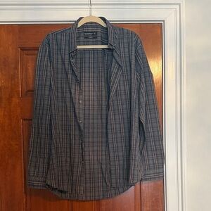 Men's Navy Plaid Shirt Jacket